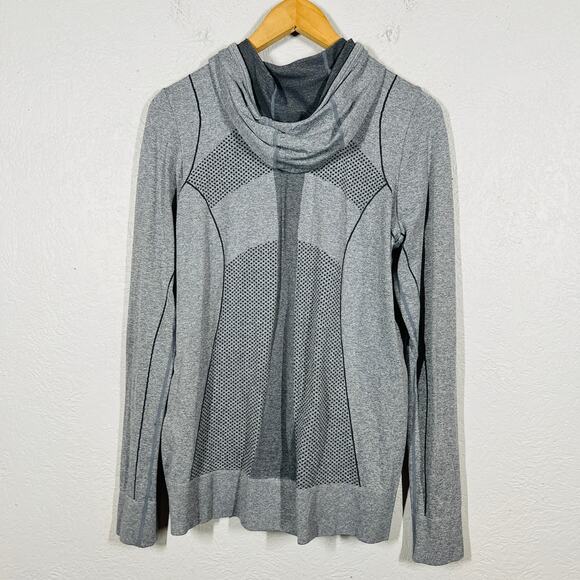 Zella Full Zip Athletic JAcket Light Gray Pockets Hood Long Sleeve - L - Picture 3 of 4